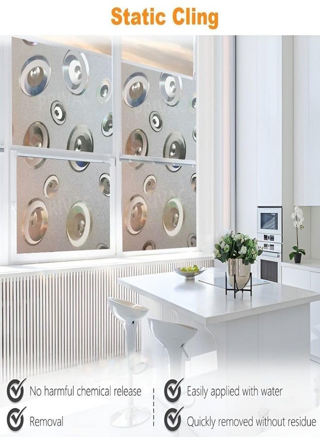 PRIVAC Premium Vinyl Stained Frosted Window Glass Sticker (24x36 Inch) - Self-Adhesive Tint Cling Wallpaper Film Opaque Sheet for Window Glass Privacy Cover, Door, Office, Home.| Anti-UV. 3D Circles - Image 5